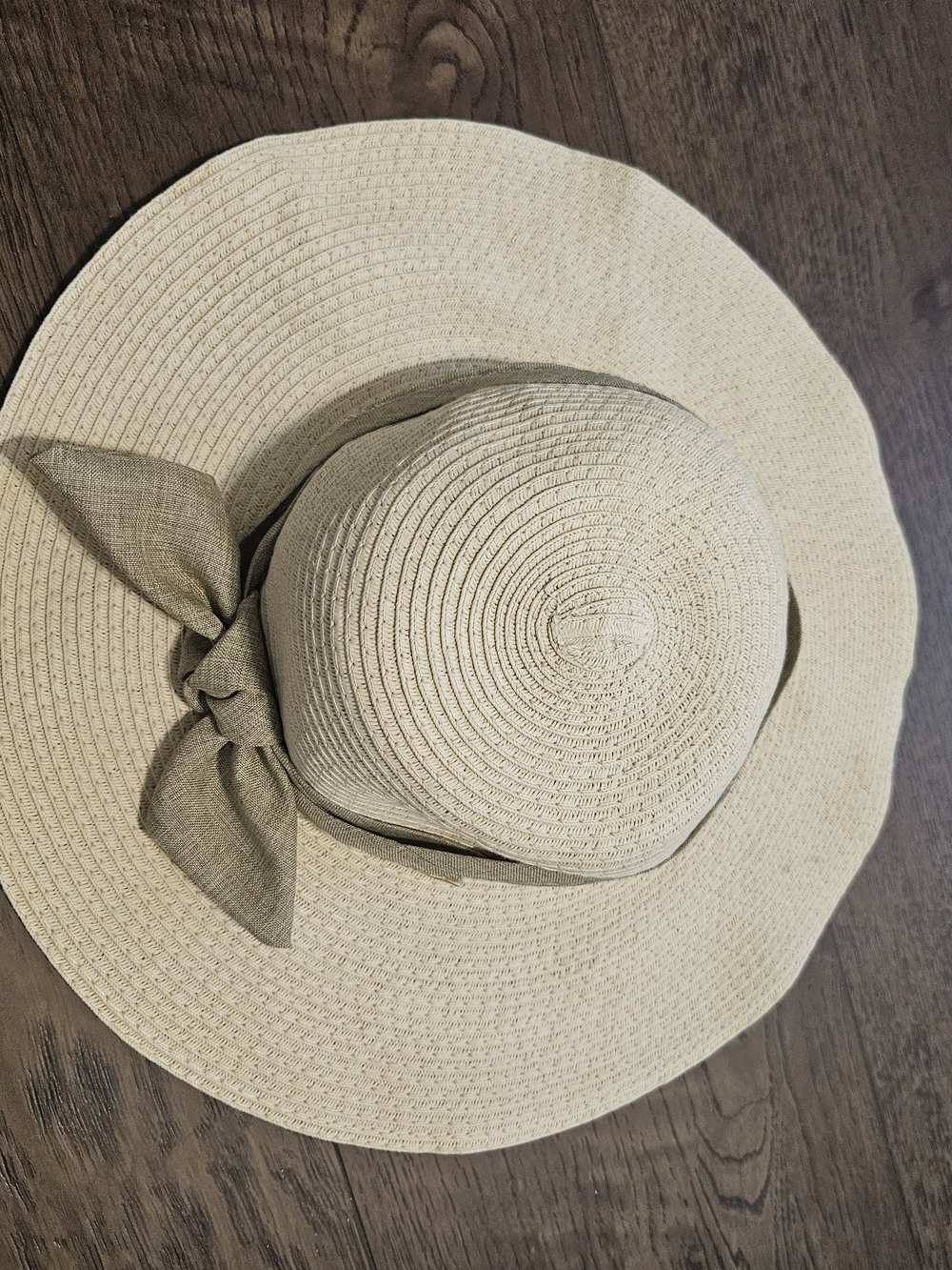 LOFT Natural Straw Wide Brim Sun Hat with Bow Accent